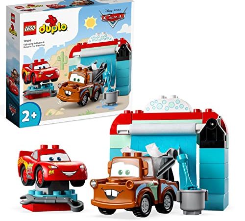 LEGO 10996 DUPLO | Disney PixarCars Divertimento all’Autolavaggio con Saetta McQueen e Cricchetto, Macchine Giocattolo per Bambini e Bambine dai 2 anni