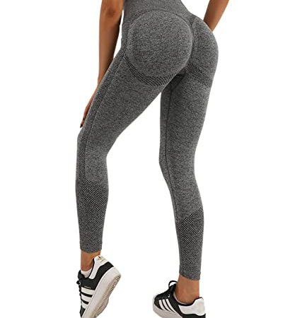 Merlvida Leggins Sportivi Donna Vita Alta Leggings Push Up Pantaloni Palestra Controllo della Pancia Anticellulite Pantacollant Opaco Elastici Tuta Collant Abbigliamento Sportivo Donna Yoga Fitness