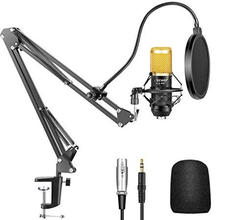 Neewer NW-800 Microfono a Condensatore Professionale per Trasmissioni Registrazioni in Studio & NW-35 Braccio a Forbici Sospensione per Microfono con Supporto Anti-vibrazione e Serratura da Tavolo