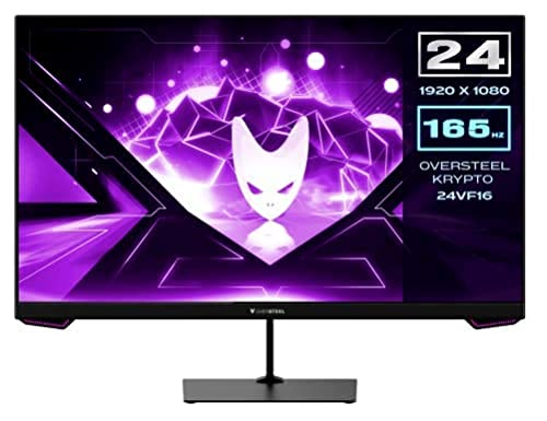 Oversteel Krypto Monitor PC Gaming 24'' FullHD (1920x1080, LED, VA, 16:9, 1ms, 165 Hz, HDMI, Display Port), Nero