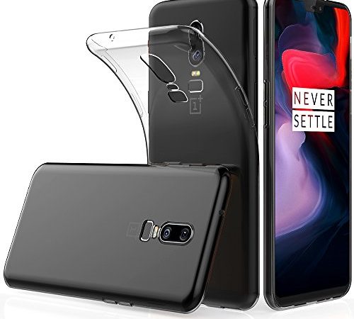 Peakally Cover per OnePlus 6, Trasparente Morbida TPU Silicone Ultra Sottile Custodia Case per OnePlus 6-Trasparente