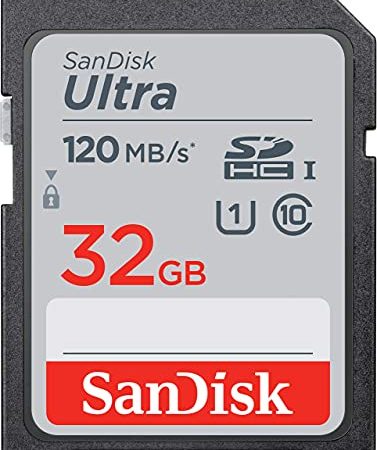 Sandisk Ultra 32Gb Sdhc Scheda, Fino A 120 Mb/S, Class 10, Uhs-I, V10, Grigio