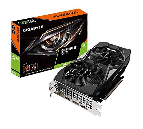 Sistema di raffreddamento scheda grafica GIGABYTE GeForce GTX 1660 Ti OC 6G 192-bit GDDR6 DisplayPort 1.4 HDMI 2.0 B con sistema di raffreddamento Windforce 2X Gv-N166TOC-6GD