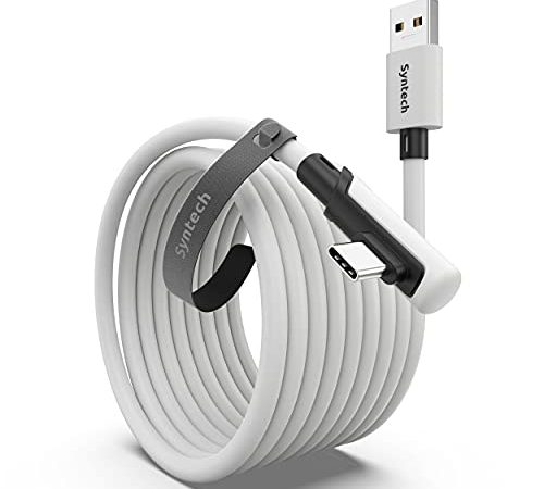 Syntech Cavo Link 5 Metri Compatibile con Quest2/Pico 4 Accessori, Trasferimento Dati PC ad Alta Velocità, Link Cavo USB 3.0 a USB C per Visore VR e PC da Gioco