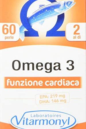 VITARMONYL - OMEGA 3 - Integratori per favorire la normale funzione cardiaca - Formula arricchita con Vitamina E, contro lo stress ossidativo - Confezione da 60 perle - 33,4 g