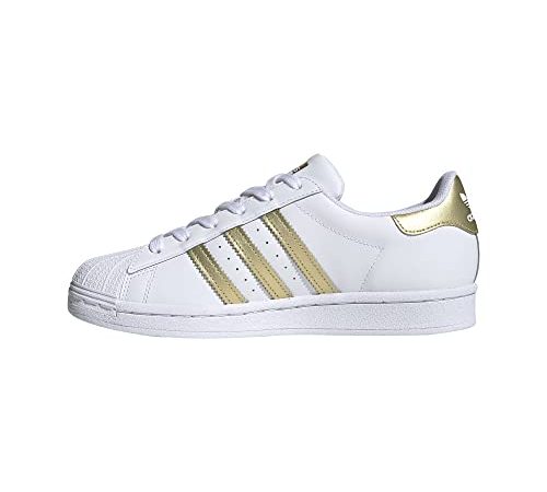 adidas Superstar W, Scarpe da Ginnastica Donna, Bianco/Oro Met./Bianco, 38 2/3 EU