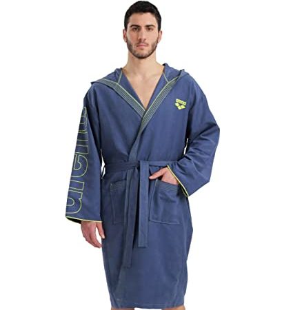 ARENA ZEAL Plus, Accappatoio Unisex Adulto, Navy-Lime, M