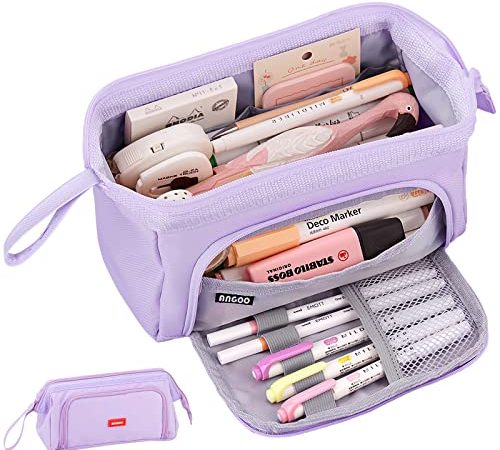 Astuccio Sciphylia Astuccio Grande per Bambini Astucci con Manico Astuccio Portapenne Materiale Scolastico Stazionario Borsa dei Trucchi Organizzatore da Scrivania per Ragazzi Ragazze Studenti Viola