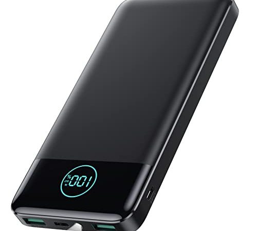 AXNEB Power Bank 13800mAh,Ultra Sottile & Leggero Caricatore Portatile con Display LCD,3A PD USB C Ingressi&Uscite Powrbank con Torcia LED Batteria Esterna per iPhone Samsung Huawei Xiaomi ECC-Nero