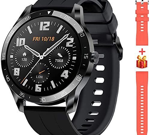 Blackview X1 Smartwatch Uomo Orologio Fitness Impermeabile 5ATM Smart Watch Cardiofrequenzimetro da Polso Contapassi Smartband Activity Tracker Cronometro per Android iOS (2 cinghie) (Nero)