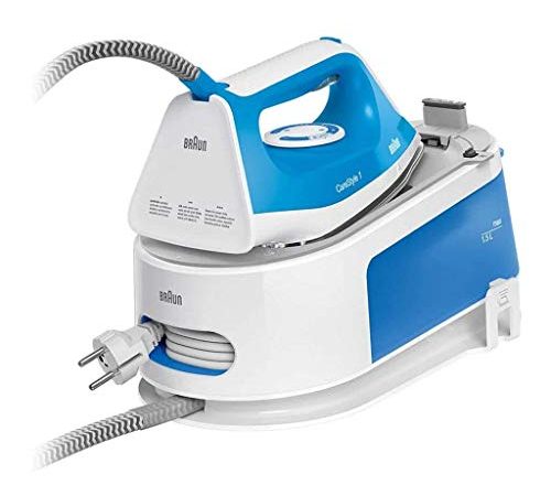 Braun Carestyle1 IS1012BL, Ferro Generatore Di Vapore Con 4 Anni Di Assistenza, Carica Continua, Termostato Regolabile, Tanica 1,5L, AUTOSPEGNIMENTO,Colpo vapore 340g/min, Sistema Sicurezza,Bianco/Blu