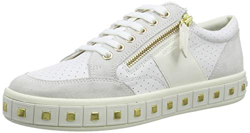 Geox D Leelu' E, Sneakers Donna, Bianco White Off White, 38 EU