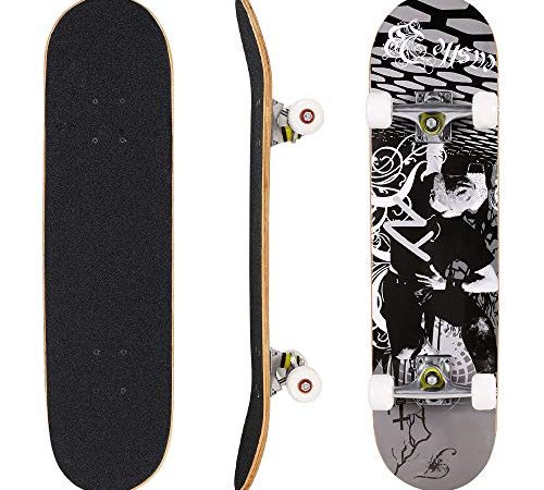 Hikole Skateboard completo, Pro 31 Pollici Skateboard per Adulti Principianti, Bambine e Bambini, 7 Strati di Legno di Acero