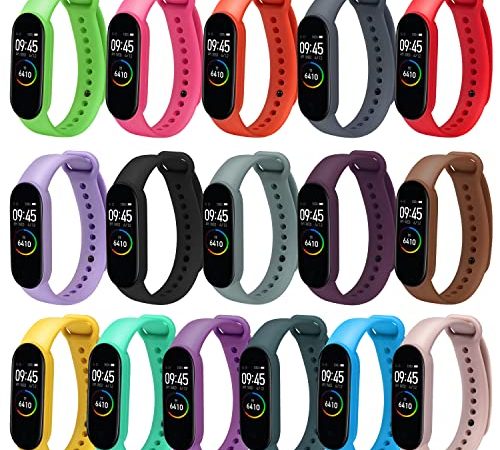 iVoler 16 Cinturino Mi Band 7/Mi Band 6/6 NFC/Mi Band 5/Amazfit Band 5, Xiaomi Mi Band 7/Mi Band 6/Mi Band 5 Cinturino di Ricambio Morbido, Traspirante, Resistente al Sudore e Multicolore