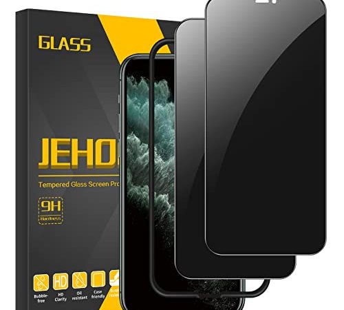 JEHOO Privacy Pellicola Protettiva per iPhone 11 Pro Max/ iPhone XS Max 6,5 Pollici, [2 Pezzi] Completa Vetro Temperato Anti-spia con Cornice di Allineamento Facile Installazione Anti Spy Durezza 9H