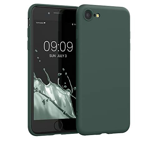 kwmobile Custodia compatibile con Apple iPhone SE (2022) / SE (2020) / 8/7 - Cover Silicone Gommato - Back Case Protezione Posteriore Cellulare - verde blu