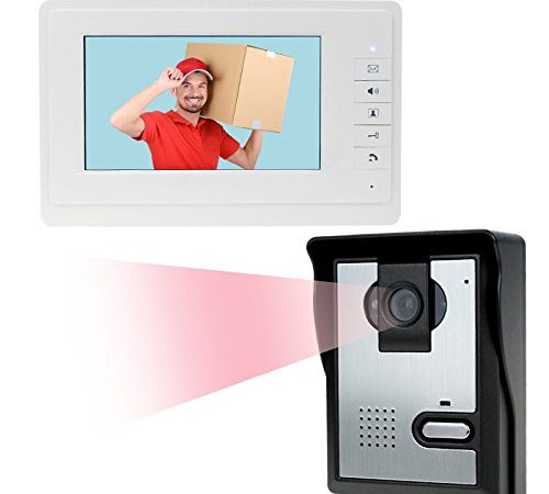 LIBO 7" Videocitofono domestico cablato Citofono IR Visione notturna 25 Suonerie IP54 Impermeabile per sistema di ingresso serratura