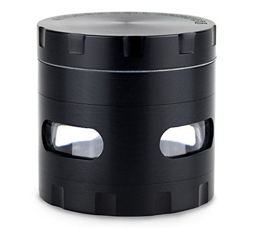 LIHAO Grinder Garanzia a Vita, 55mm Spezie Erbe Grinder in 4 Pezzi Tritino in Metallo - Nero