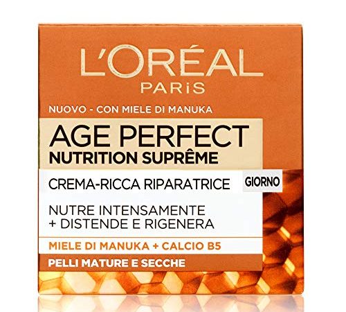 L'Oréal Paris Age Perfect Nutrition Supreme Crema Viso Antirughe Riparatrice Giorno, Pelli Mature Secche, 50 ml