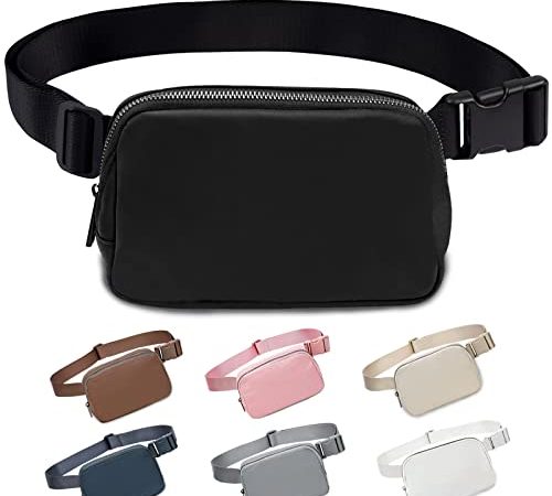 Marsupio per Donne e Uomini, Marsupi alla moda per Sportivi Marsupio per Uomo o Donna Borse, Everywhere Belt Bag per viaggi Allenamento Corsa Escursionismo, Fanny Packs Nero