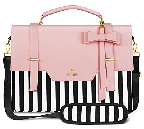 MATEIN Borsa Porta PC Donna, Borsa Lavoro Cartella Borse per 15.6 Pollici Computer PC Portatile, Grande Borsa Messenger Portadocumenti Borsa Tracolla Ventiquattrore per Ufficio Università Scuola, Rosa