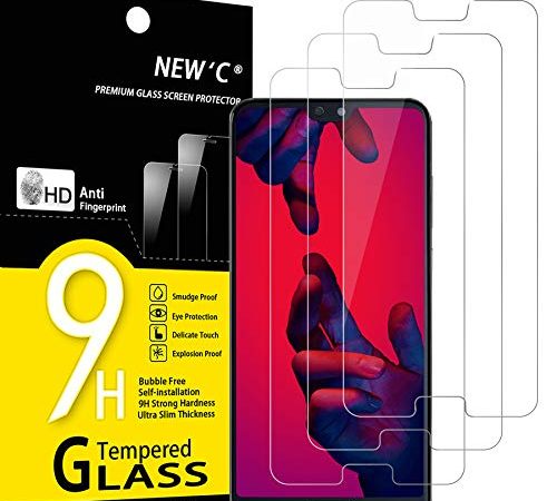 NEW'C 3 Pezzi, Vetro Temperato per Huawei P20 PRO, Pellicola Prottetiva Anti Graffio, Anti-Impronte, Senza Bolle, Durezza 9H, 0,33mm Ultra Trasparente, Ultra Resistente