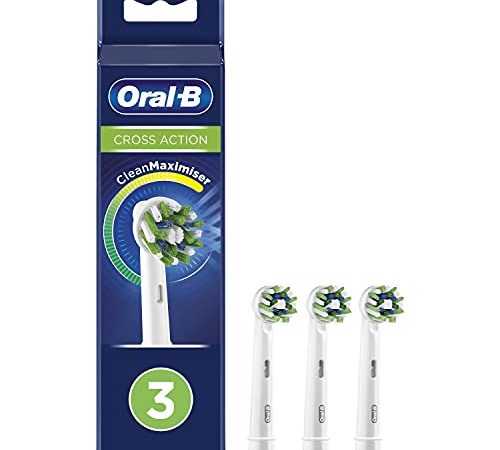 Oral-B Clean Maximiser Cross Action Testine Spazzolino Elettrico, 3D white, Azione Sbiancante, Confezione da 3 Pezzi, Bianco