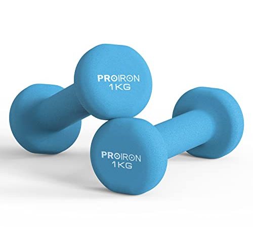 PROIRON Pesi Palestra in Casa Fitness e Palestra Manubri e Pesi Fitness Pesi per Palestra Manubrio (Set di 2) 1-10kg (Celeste - 2 x 1KG)