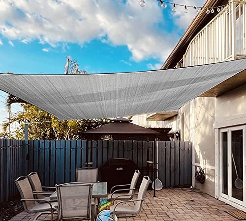 Tenda da Sole per Esterno, Dripex 3 * 5m Vela Parasole Rettangolare, Protezione Raggi UV e Impermeabile, Telo Parasole per Giardino Patio Terrazzo Sabbia Grigio