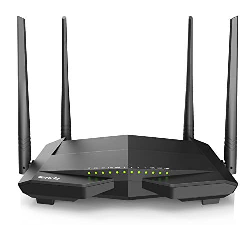 Tenda V12 Modem Router WiFi, Wireless AC1200 Dual Band VDSL/ADSL Router, 300Mbps/2.4GHz and 867Mbps/5GHz, 4 Gigabit Ports, Beamforming Technology, VPN/IPTV/IPv6/WPS Support