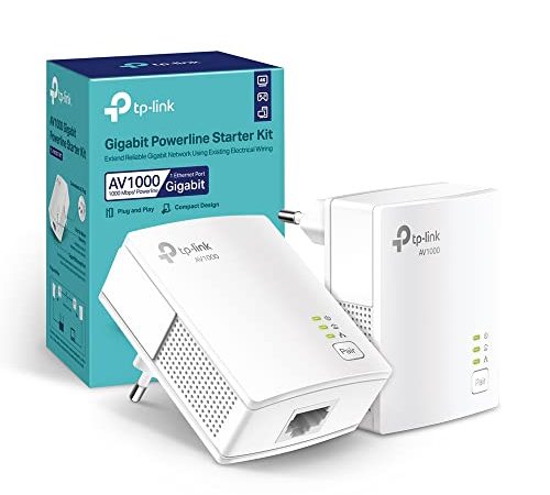 TP-Link TL-PA717 KIT Powerline Gigabit Porta, HomePlug AV2, Velocità Fino a 1000 Mbps, Per Streaming Video HD/3D/4K e Giochi Online (Solo per Wired), Nessuna Configurazione Richiesta