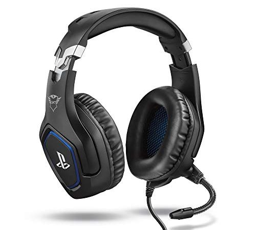 Trust Gaming GXT 488 Forze Cuffie PS4 e PS5 con Licenza Ufficiale PlayStation, Over-Ear, Microfono Ripiegabile e Archetto Regolabile, Jack Audio 3.5 mm, Cuffie Gaming Cablate - Nero