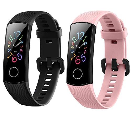 Yishark Cinturino di Ricambio per Honor Band 5 / Honor Band 4 Smartwatch Activity Tracker Cinturino per Orologio Fitness Tracker Contapassi (Nero + Rosa)