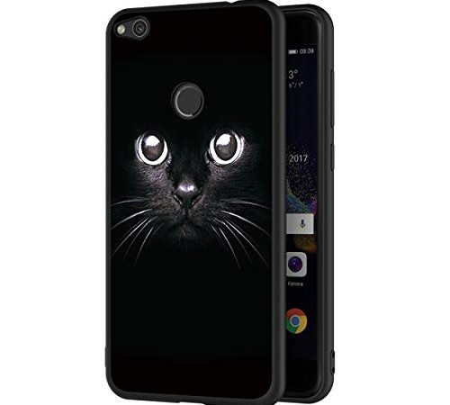 ZhuoFan Cover per Huawei P8 Lite 2017, Custodia Cover Silicone Nero con Disegni Ultra Slim TPU Morbido Antiurto 3d Cartoon Case Protettiva per Huawei P8 Lite 2017 Smartphone (Gatto Nero)