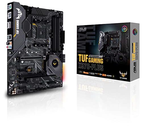 ASUS TUF X570-PLUS Scheda Madre Gaming AMD X570 PCIe 4.0, Doppio M.2, 14 Fasi di Alimentazione Dr. MOS, HDMI, DP, SATA 6 Gb/s, USB 3.2 Gen 2 Gen 2 e Illuminazione RGB Aura Sync