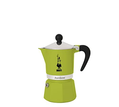 Bialetti Rainbow Caffettiera Colorata, Alluminio, Verde, 3 Tazze