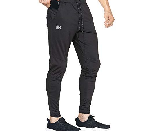 BROKIG Pantaloni Sportivi Leggeri da Uomo Pantaloni da Allenamento per la Palestra Pantaloni da Tuta Slim Fit con Tasche(Nero,L)