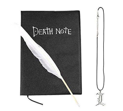 Death Note Diario, MOPOIN Death Note Notebook con Penna Piuma e Collana, Fashion Anime Theme Death Note per Cosplay Scuola Diario e Taccuino, 21x 15 cm