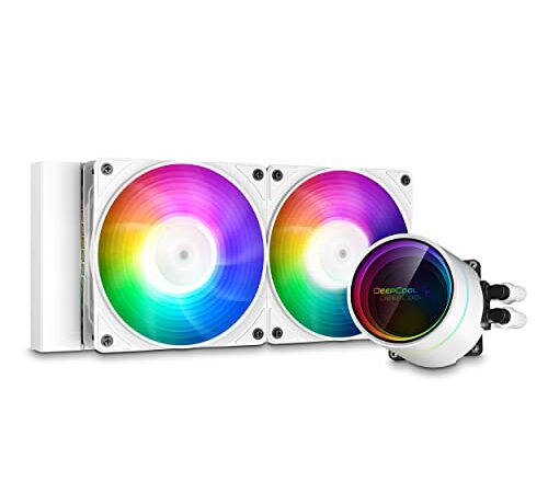 DeepCool CASTLE 240EX A-RGB Bianco, AIO CPU con Raffreddamento a Liquido, Pompa e 2 Ventole RGB Indirizzabili,Con Tecnologia Anti-Perdite, LGA1700 & AM5 Compatibile