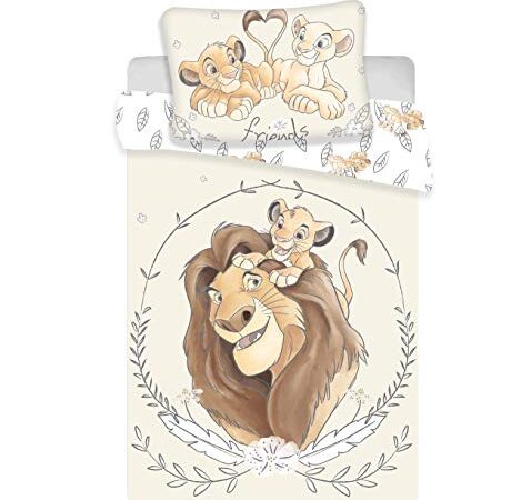 Disney, Il Re Leone, Simba e Mufasa, set di biancheria per lettino, copripiumino e federa, 100% cotone, 100 x 135 cm