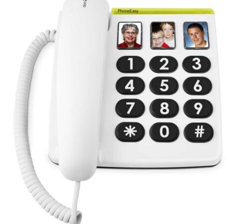 Doro PhoneEasy 331ph Telefono Fisso per Anziani con Tasti Grandi e Compatibile con Apparecchi Acustici (Bianco) [Versione Italiana]