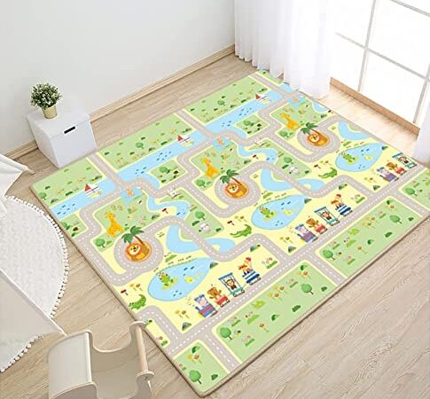 Gutsbox Tappeto Bambini, Tappeto Ripiegabile XPE Tappeto Pieghevole Doppio Lato Tappeto Gioco per Bambini, non tossico, impermeabile e reversibile, 180x150x0.5cm