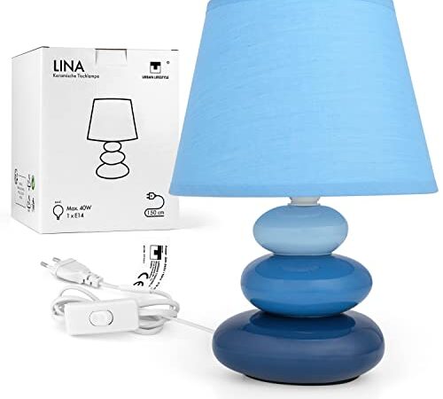 Lampada da comodino "Lina" con 3 pietre (blu)