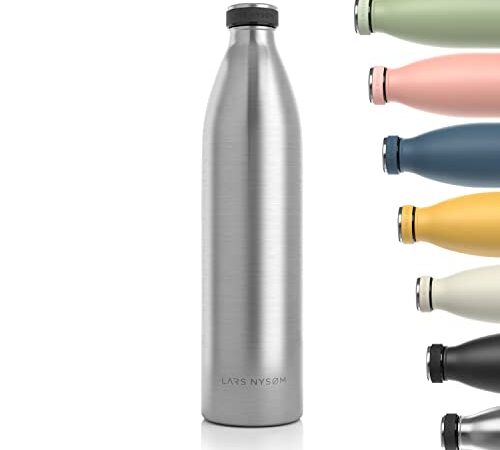 LARS NYSØM Borraccia Termica 1500ml in Acciaio Inox | Bottiglia isolata Senza BPA 1.5 litro | Bottiglia d'Acqua a Tenuta stagna per Sport, Bicicletta, Cane, Bambino, Bambini