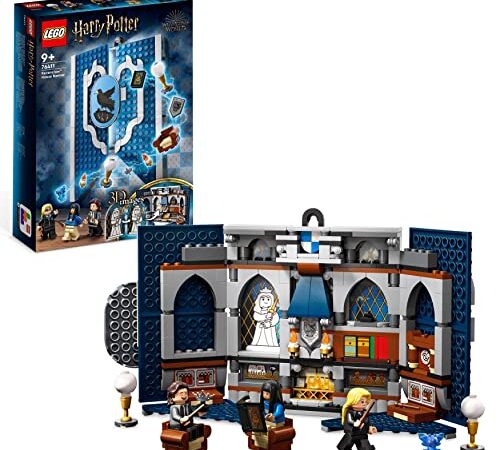 LEGO 76411 Harry Potter Stendardo della Casa Corvonero da Parete, Sala Comune del Castello di Hogwarts con Luna Lovegood, Giochi da Viaggio da Collezione