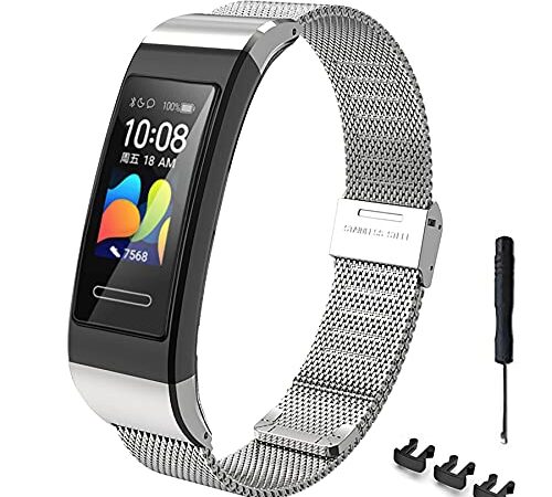 MIJOBS Cinturino di Ricambio per Huawei Band 4 PRO Bracciali in Acciaio Inossidabile Huawei Band 3 PRO Cinturini Band 3 Braccialetto di Ricambio Compatibile con Huawei Band 4 PRO/3 PRO/3