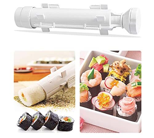 Mizontami Sushi Maker Roller Multifunzionale produttore di sushi Bazooka Sushi Roller Roller Machine Sushi Kit Strumento da cucina per principianti Viaggi da picnic fai -da -te （bianco）