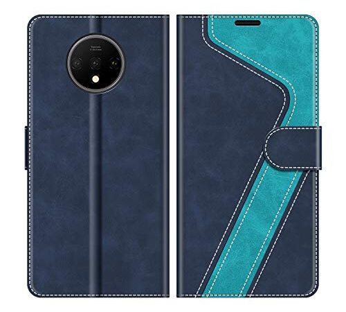 MOBESV Custodia OnePlus 7T, Cover a Libro OnePlus 7T, Custodia in Pelle OnePlus 7T Magnetica Cover per OnePlus 7T, Elegante Blu