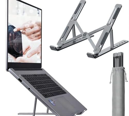 Nestling® Supporto PC Portatile Alluminio 6 Livelli Regolabile Porta Notebook, Raffreddamento Pieghevole Supporto Laptop per MacBook Air/PRO, Dell, XPS, HP, Lenovo Computer Portatili e Tablet (Grigio)