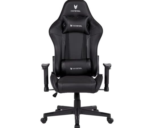 Oversteel - Sedia da gaming professionale ULTIMET, similpelle, braccioli 2D, altezza regolabile, schienale reclinabile a 180°, pistone a gas classe 3, fino a 120Kg, colore nero